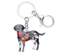WEVENI Porte-clés labrador en alliage émaillé - Accessoire pour animal domestique - Bijou de voiture - Pour femme et fille, noir,