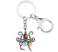 WEVENI Porte-clés méduse en émail en forme de pieuvre - Cadeau de plage - Bijoux de plage pour femmes et filles, Multi Octopus, 39mm x 37mm