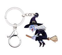 WEVENI Porte-clés mignon en acrylique avec tête de mort pour Halloween, poupée vaudou - Pendentif en forme de cercueil de pirate - Accessoires pour sac à main, portefeuille, tombeau, Sorcière noire