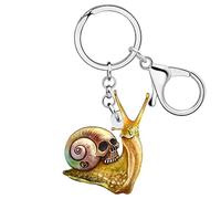 WEVENI Porte-clés mignon en acrylique avec tête de mort pour Halloween, poupée vaudou - Pendentif en forme de cercueil de pirate - Accessoires pour sac à main, portefeuille, tombeau, Escargot crâne