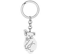 WEVENI Porte-clés mignon en alliage avec koala australien pour femme et fille, Acier inoxydable plaqué argent B, 39mm x 26mm