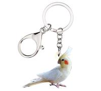 WEVENI Porte-clés oiseau blanc en acrylique pour femme et fille (blanc)