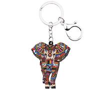WEVENI Porte-clés personnalisé en acrylique motif éléphant de la jungle pour sac à main, voiture, sac à main, breloques pour femme et fille, marron, 60mm x 49mm