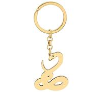 WEVENI Porte-clés serpent en acier inoxydable pour femme et fille, Serpent à hochet jaune