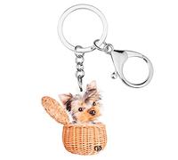 WEVENI Porte-clés Yorkshire Terrier en acrylique pour femme et fille, marron, W2L2