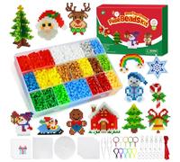 WEVOL 6350 Pièces Noel Perle a Repasser 5mm 20 Couleurs avec Plaque, Boîte de Rangement, Porte-clés et Accessoires Papier à Repasser, Cadeau Noël pour Garçon Filles