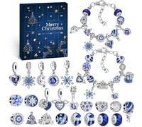 WEVOL Calendrier de l'Avent Bijoux 2025 Femme Fille, 24 Surprises Calendrier de l'avent Enfant Ado, DIY Calendrier de Noël Charms Bracelet Kit Fabrication Creation Bijoux Enfants Fille Cadeaux de Noël