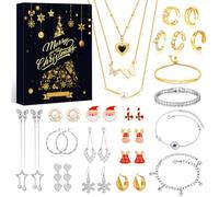 WEVOL Calendrier de l'Avent Bijoux 2025 Femme Fille, 24 Surprises Calendrier de l'avent Enfant Ado Fille, Calendrier de Noël avec Mode Bracelet Bague Boucles d'Oreilles Collier Cadeau Compte à Rebours