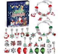 WEVOL Calendrier de l'Avent Bijoux 2025 Fille, 24 Surprises Calendrier de l'avent Enfant Ado, Noël Charms Bracelet Kit Fabrication Bijoux Fille Cadeaux de Noël 5 6 7 8 9 10 11 12 Ans