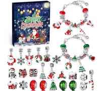 WEVOL Calendrier de l'Avent Bijoux 2025 Fille, Calendrier de l'avent Bracelet Enfant Ado, Noël Charms Bracelet Kit Fabrication Bijoux Enfants Fille Cadeaux de Noël 5 6 7 8 9 10 11 12 Ans