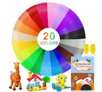 WEVOL Filament PLA 1.75mm, Fil Stylo 3D PLA 20 Couleurs, 5M Chacun avec Modèles de Stylo 3D 42 Motifs, 3D Pen Filament pour Enfants et Adultes, Filament PLA Accessoire pour Stylo 3D et Imprimante 3D