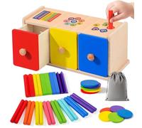 WEVOL Jeux Montessori 1 2 3 Ans, 3 en 1 Jouet Enfant Bébé 1 2 3 Ans Jeu Educatif en Bois Tiroir Apprendre Les Couleurs Forme, Jouet Montessori Cadeau Fille Garçon 12 3 Ans Anniversaire Pâques Noël