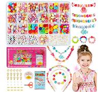 WEVOL 700+pcs Perles pour Bracelet, Kit Perles Fabrication Bijoux Enfant Jouets Filles de 5 à 12 Ans, Coffret Perles Cadeaux de Noël et d'anniversaire