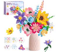 WEVOL Perle a Repasser Bouquet de Fleurs 5 mm, 4300 Perles en 16 Couleurs avec Boîte de Rangement, Panneaux Perforés et Accessoires, Kit de Loisirs Créatifs en Cadeau pour Garçons et Filles