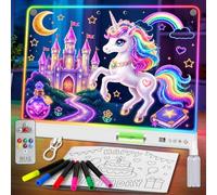 WEVOL Tablette Lumineuse Dessin Enfant 30x40cm, Tableau Lumineux Message LED Rechargeable, Ardoise Lumineuse Acrylique Effaçable 15 Modes Lumineux avec Télécommande et Minuterie, Cadeau Créatif Enfant