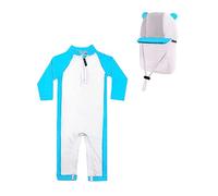 weVSwe Baby Boys Maillot De Bain UPF 50+ Protection Solaire Toddler Rash Guard Maillot De Bain À Manches Longues avec Chapeau Bleu Ours 12-18 Mois