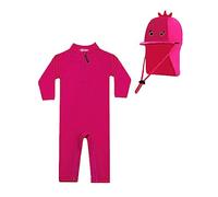 weVSwe Baby Girl Maillot De Bain UV Protection One Piece avec Capuchon À Rabat Sun Hat pour Tout-Petits Rolatinat Flamingo 12-18 Mois