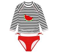 weVSwe Maillot De Bain 2 Pièces pour Filles en Bas Âge - Ensemble De Protection Contre Les Éruptions Cutanées UPF 50+ Maillots De Bain À Manches Longues Rayures Pastèque Rouge 2 Ans