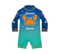 weVSwe Maillot De Bain Bébé À Manches Longues UPF 50+ Protection Solaire Rashguard Set Bébé Une Pièce Maillots De Bain De Plage Crabes Verts Nouveau-Né 0-6 Mois