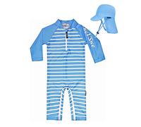 weVSwe Toddler Boy in One Maillots De Bain Bébé Chapeau De Soleil UPF 50+ Été Plage Bleu 3 Ans