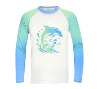 weVSwe UV Shirt Chemise de Bain pour Enfants Rashguard Chemises pour Garçons Manches Longues UPF 50 Protection Solaire Gilet Anti-écume Vêtements de Natation Bleu-Vert Dauphin 5 Ans