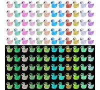 WEWAYSMILE 120 pièces 12 Styles Mini Figurines Lumineuse En Résine, Figurines Miniatures Petits Canards En Résine, Avec Lunettes Soleil, Pour Maison Jardin Chambre Poupée Paysage Décoration