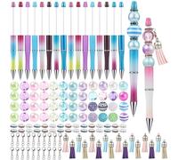 WEWAYSMILE 16 Pièces Stylo À Bille En Plastique, Perles Stylos Perlables, Stylos Perlés Avec Perles, Kit De Fabrication Stylos Pour Fournitures Scolaires Et Bureau Cadeaux DIY(Sirène)