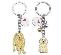 WEWAYSMILE 2 pièces Chien Porte-Clés Porte-Clés, Porte-Clés Chiens, Porte-Clés en Métal Chiot, pour D'Étiquette Porte-Clés Voiture Décor, Long 3.87-4.17 pouces/9.85-10.6cm(Golden Retriever)