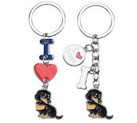 WEWAYSMILE 2 pièces Chien Porte-Clés Porte-Clés, Porte-Clés Chiens, Porte-Clés en Métal Chiot, pour D'Étiquette Porte-Clés Voiture Décor, Long 3.74-3.98 pouces/9.5-10.1cm(Teckel)