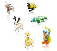 WEWAYSMILE 6 pièces Figurines en Cristal, Art Miniature Soufflé à la Main, Figurine de Collection d'animaux en Verre, Miniature Soufflée à la Main pour Décoration de Table