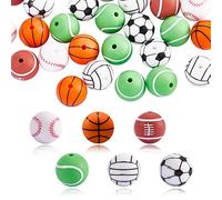 WEWAYSMILE 60pcs 15mm Fabrication Perles Rondes en Silicone, Silicone Perles Rondes, Perles Rondes en Silicone, pour Bijoux Artisanat Collier Bracelet (6 styles)