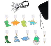 WEWAYSMILE 8 Pièces Type-C Bouchons Anti Poussière Charme Couvre Port de Charge Protecteur Couverture Charme de Téléphone pour la Décoration du Téléphone Portable(Éléments de Dinosaures)