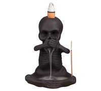 WEWAYSMILE Brûleur Brûleur d'Encens d'Halloween Porte-Encens Cascade de Fumée Intérieure Brûleur D'Encens en Céramique Créatif Décor de Chambre (Squelette Ne Dites Pas)