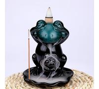 WEWAYSMILE Brûleur D'Encens à Reflux de Grenouille, Porte-Encens à Refoulement Cascade, pour Accessoires Décoration Parfum Maison Yoga Bureau à Domicile (Grenouille/Ne Regarde Pas)