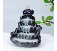 WEWAYSMILE Brûleur D'Encens Cascade en Céramique, Porte-Encens à Refoulement, Brûleur à Cône D'Encens pour la Méditation de Yoga et la Décoration Intérieure (Feuille de Lotus)