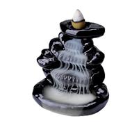 WEWAYSMILE Cascade Backflow Brûleur D'Encens Porte-Encens en Céramique Encens Cascade Fontaine Porte-Cône D'Encens, Yoga Méditation Décoration Intérieur Cadeaux de Bureau (Pierre)
