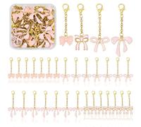 WEWAYSMILE Lot de 32 porte-clés en forme de nœud rose en émail avec fermeture éclair avec fermoirs pour fête, cadeaux de retour, cadeaux de reconnaissance