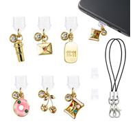 WEWAYSMILE Lot de 6 bouchons anti-poussière de type C pour téléphone portable avec pendentif mignon pour la plupart des téléphones portables et appareils informatiques USB-C de type C
