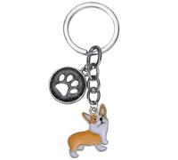 WEWAYSMILE Porte-Clés Chien, Porte-Clés En Métal Petit Chien, Porte-Clés En Métal Chiot Mignon, Pour Décoration Porte-Clés De Voiture, Cadeau Personnalisé, Long 2.95 po/7.5 cm (Corgi Jaune)