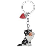 WEWAYSMILE Porte-Clés Chien, Porte-Clés En Métal Petit Chien, Porte-Clés En Métal Chiot Mignon, Pour Décoration Porte-Clés De Voiture, Cadeau Personnalisé, Long 4,02 pouces/10,2 cm (Border collie)