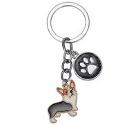 WEWAYSMILE Porte-Clés Chien, Porte-Clés En Métal Petit Chien, Porte-Clés En Métal Chiot Mignon, Pour Décoration Porte-Clés De Voiture, Cadeau Personnalisé, Long 2.95 po/7.5 cm (Corgi)