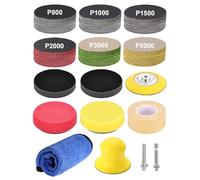 Wewink plus Kit Rénovateur Phare Voiture 130 Pcs, Rénovation Phare Auto et Moto, Disques Abrasifs 75mm à l'Eau et à Sec (Grains 80-5000), Kit Polissage avec Adaptateur Perceuse et Ruban de Masquage