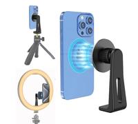 WEWOGA Magnétique Trépied Téléphone Monter avec 1/4" Magnétique Téléphone Titulaire Adaptateur pour Remplir Lumière Téléphone Serrer Compatible pour iPhone 15 14 13 12 Pro Max Plus Tous Téléphone