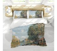 Wewoo Home Alfred Sisley Housse de Couette Douce Respirante Moret Riverside Landscape Housse de Couette Set 3 pièces (1 Housse de Couette, 2 Coussins d’Oreiller) 240x220cm