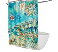 Wewoo Home Célèbre Peinture Rideau de Douche Marc Chagall Abstrait Salle de Douche Rideaux Multi Tailles Easy Care Garçons Filles Rideau de Salle de Bain Décor Bleu W160xL200cm