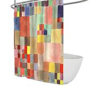 Wewoo Home Color Block Rideau de Douche Paul Klee Art Salle de Bain Imperméable à l’Eau Rideau de Douche Lavable en Machine Rideau de Bain à séchage Rapide avec Crochets W90xL180cm