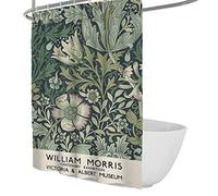 Wewoo Home Rideau de Douche en Tissu imperméable à l’Eau avec Crochets William Morris Rideau de Douche Abstrait en Feuilles Rideaux de Salle de Bain lavables en Machine légers W90xL200cm