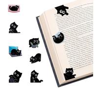 WEXFFU 10 Marque-Pages Magnétiques Chat, Mignons Chats Noirs | Design Mignon, Léger et Résistant, Forte Tenue Magnétique, Amoureux des Chats, Lecteurs, Enseignants, Halloween et Noël