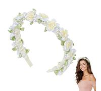 WEXFFU Bandeau Pearl Jasmine, Accessoire Traditionnel Bavaroise aux Fleurs (Beige)