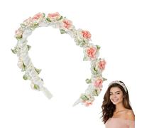 WEXFFU Bandeau Pearl Jasmine, Accessoire Traditionnel Bavaroise aux Fleurs (Rose)
